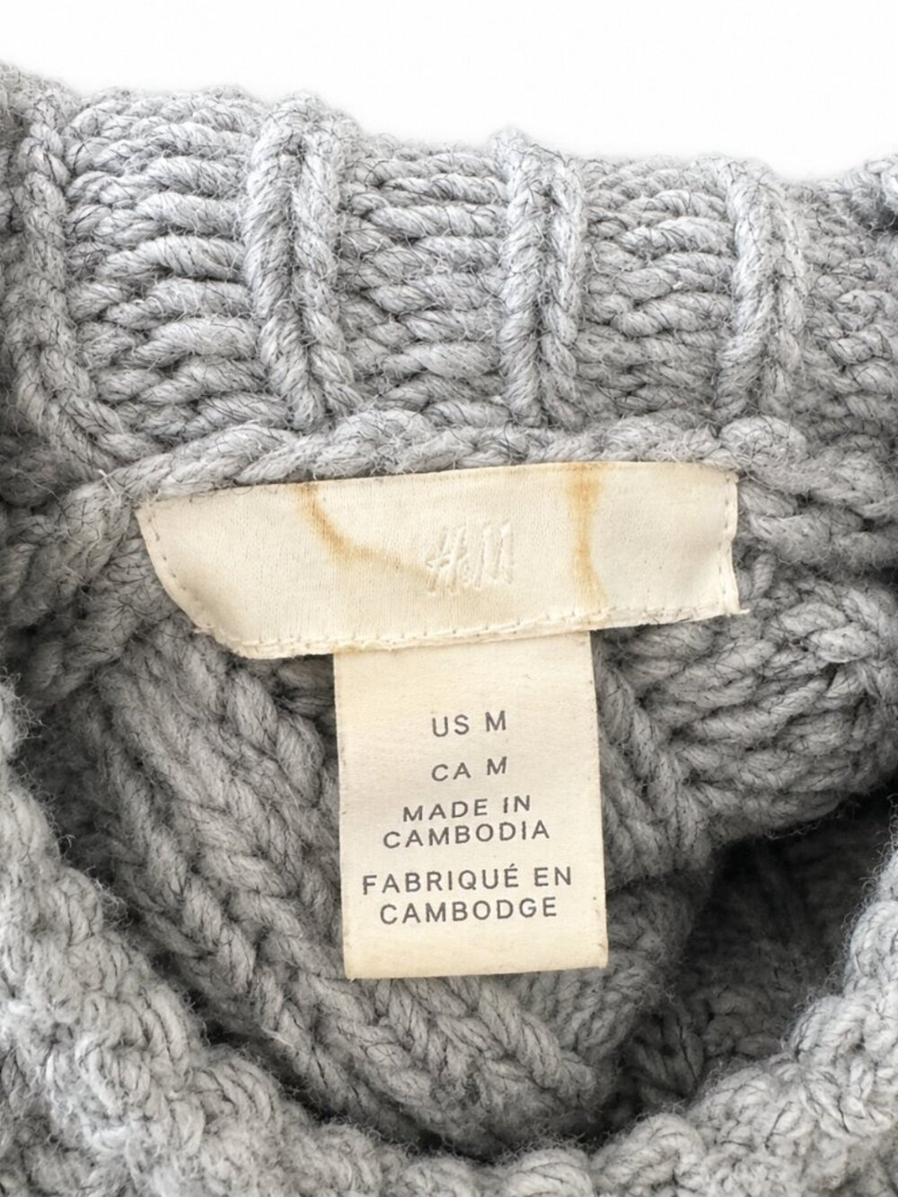 H&M Grey Cable Knit Turtleneck Sweater (Size M) - Picture 5 of 6